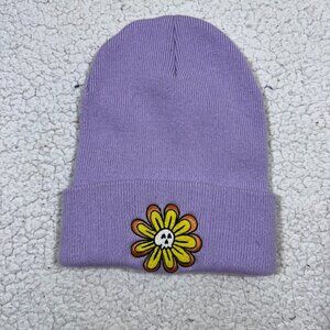A.LAB Tall Boy Purple Beanie Mens One Size Floral Skull